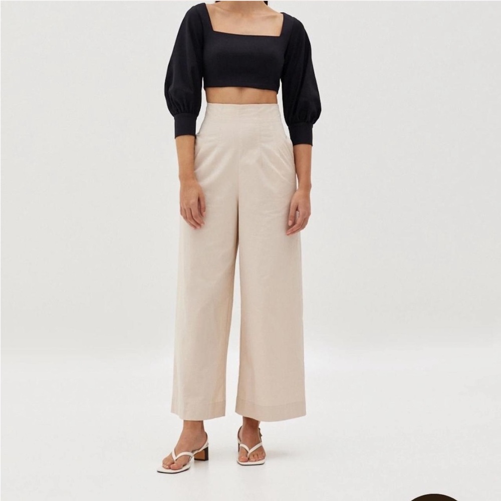 Square Neck Puff Sleeve Black Crop Top